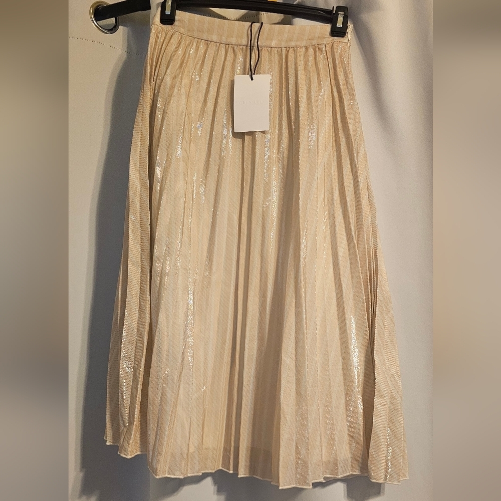 GREY LAB Shimmering Cream A-Line Skirt